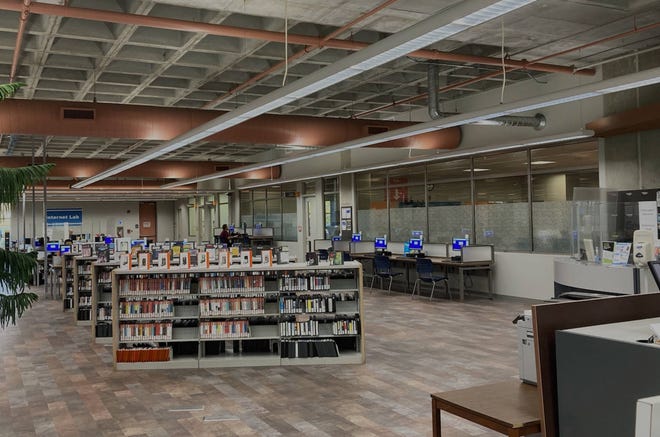 El interior de la Biblioteca Memorial Blasco a 4 de octubre de 2023. La Universidad de Gannon espera construir un centro de investigación del agua en un espacio de oficinas detrás de las aulas traseras.