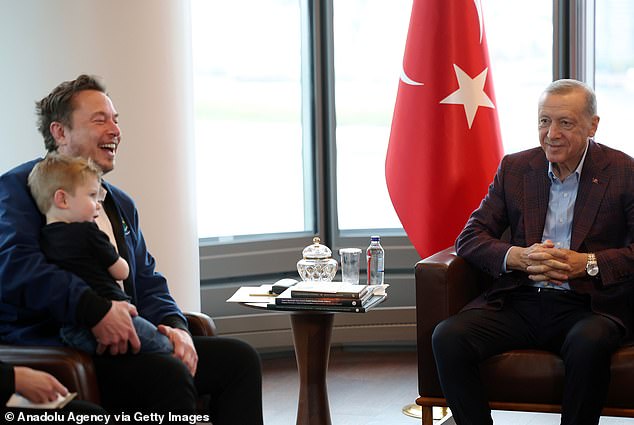 El 17 de septiembre, el presidente turco, Recep Tayyip Erdogan (derecha), se reunió con Elon Musk (izquierda) antes de la 78ª Asamblea General de las Naciones Unidas en la Cámara de Representantes de Turquía en Nueva York.
