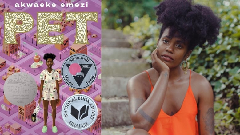 La portada del libro rosa presenta a una niña negra de dibujos animados que lleva un pijama a juego. Una mujer negra con un vestido naranja apoya el rostro entre las manos.
