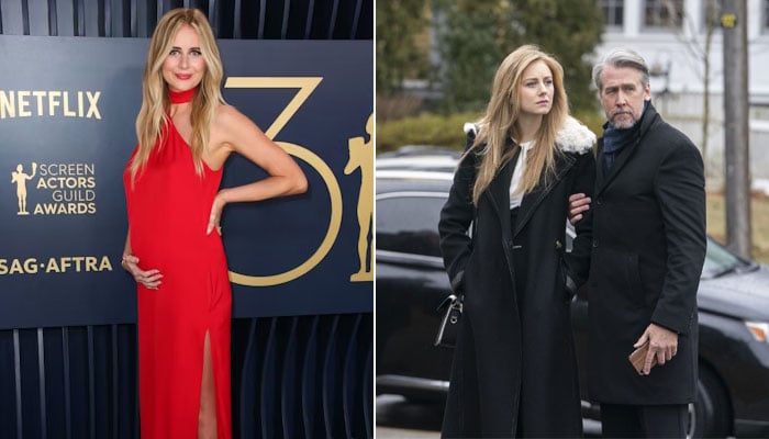 Justine Lupe como Willa, la esposa mucho más joven de Connor Roy de Alan Ruck.