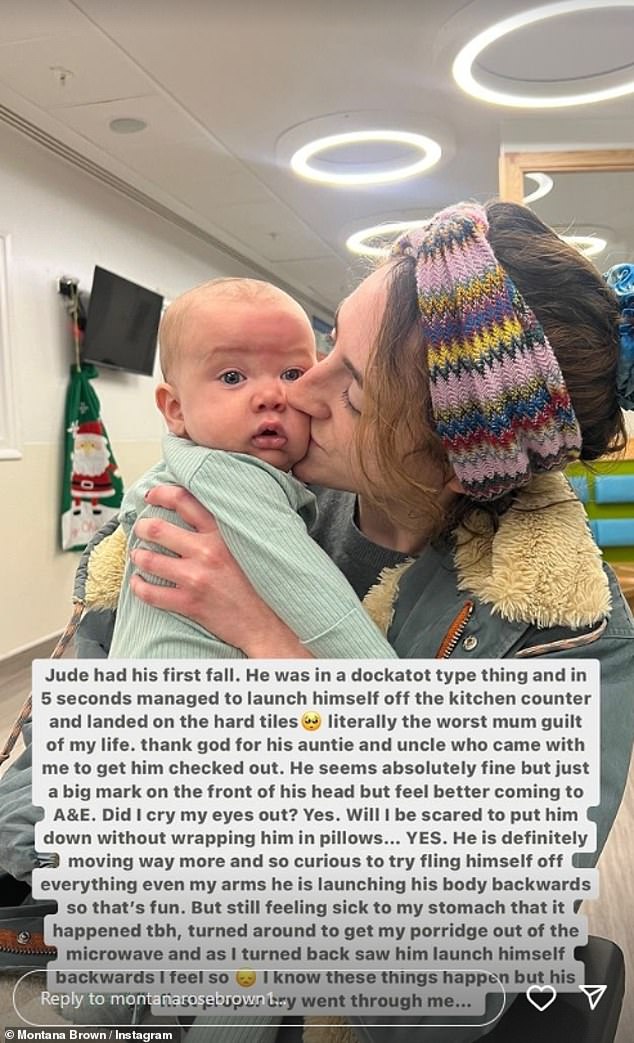 Al compartir una foto de Jude en brazos de su tía en el hospital en Instagram, Montana reveló que sentía 