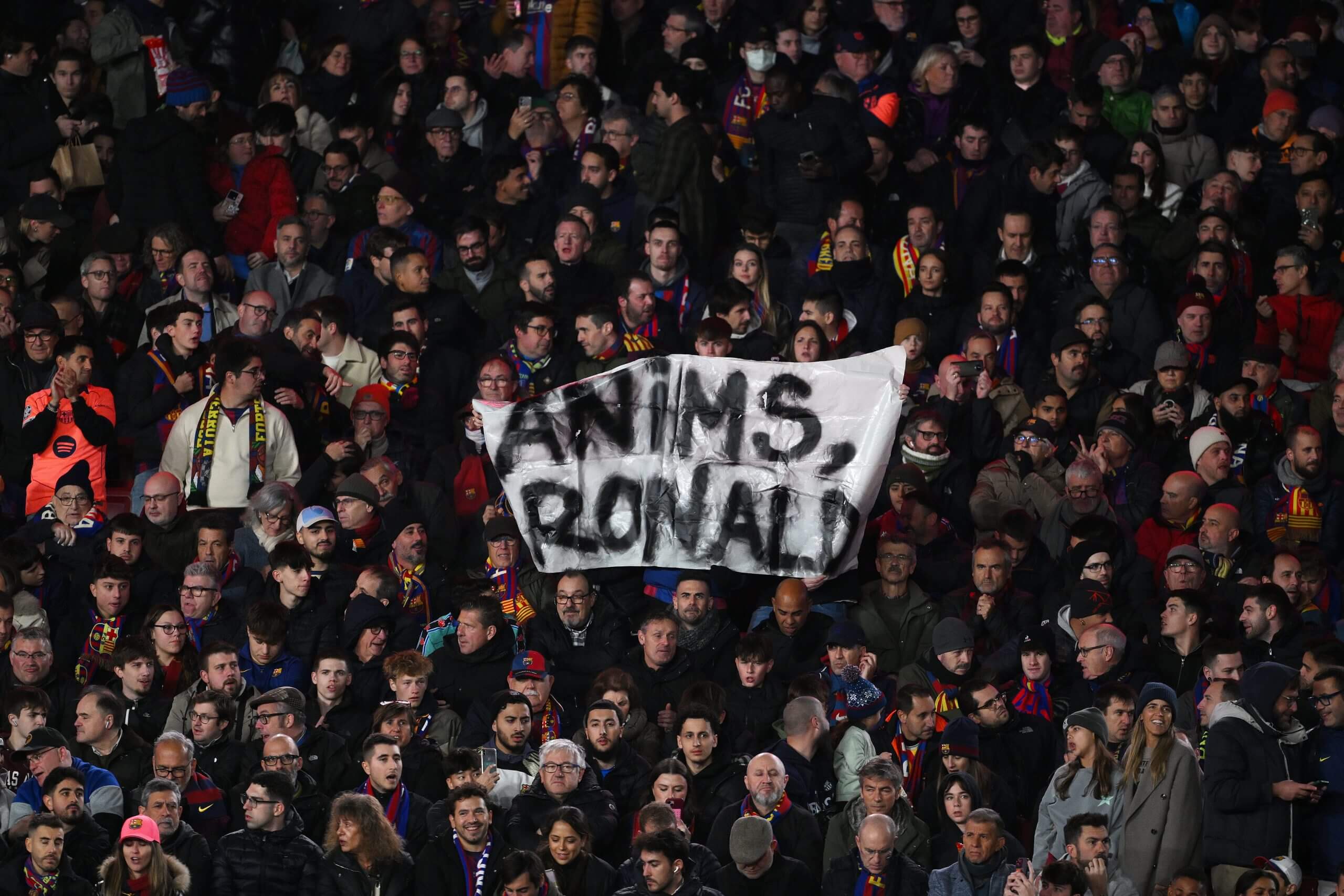 Un mensaje de un aficionado del Barcelona traducido como:
