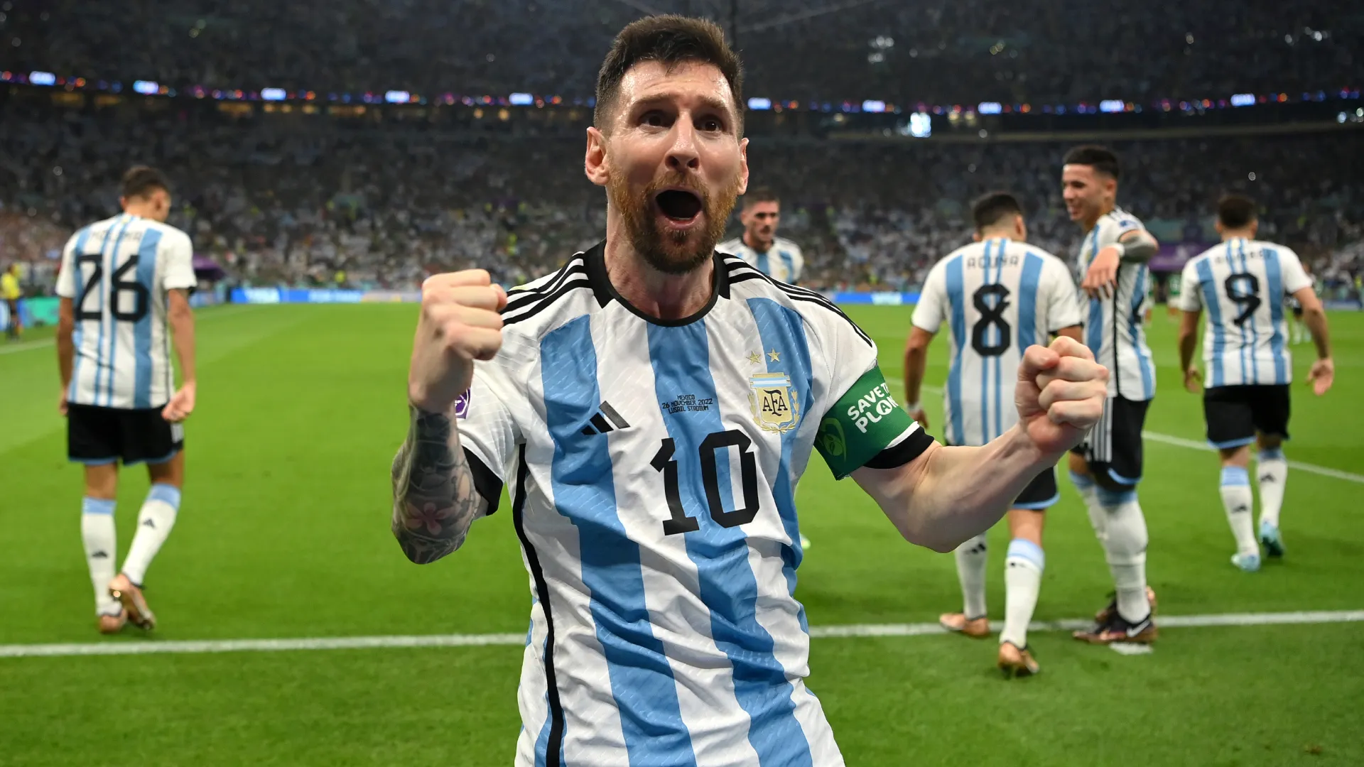Lionel Messi celebra su gol ante México en Qatar 2022. (Getty Images)