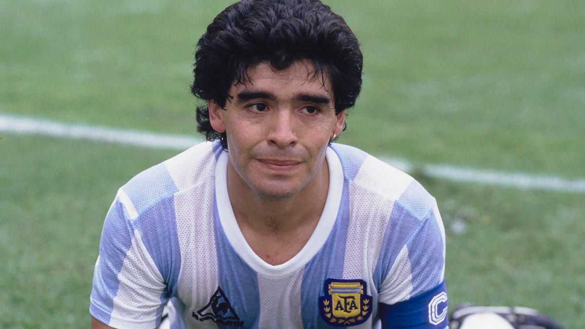 El capitán argentino Diego Maradona reacciona durante el partido del Mundial de 1986 en la Ciudad de México.